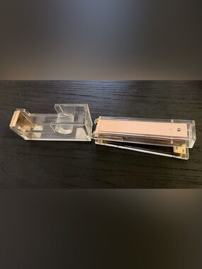 Acrylic and Gold Stapler and Tape Dispenser Set